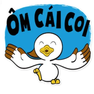 😍 ÔM CÁI COI pato, fofo, abraço, amigável, desenho animado, ilustração, animal telegram sticker
