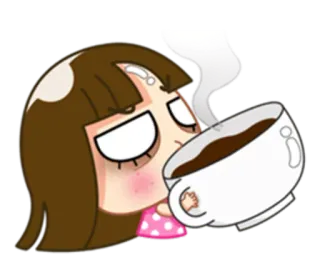 ☕ coffee, tired, exhausted, cartoon, drink, sleepy whatsapp sticker