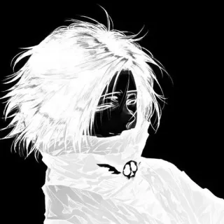 😁 Anime, Manga, Hoodie, Zwart wit, Personage, Kunst, Tekening telegram sticker