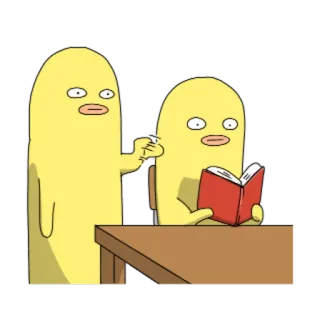 📖 노란색, 만화, 캐릭터, 책, 독서, 일러스트 telegram sticker