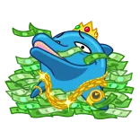 🤑 Dessin animé, Argent, Or, Riche, Couronne, Animal, Mignon whatsapp sticker