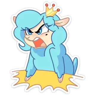 😡 wütend, Cartoon, Königin, Tier, blau, Figur, Zeichnung telegram sticker