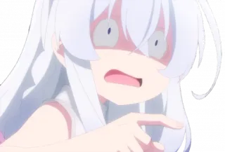 😨 อนิเมะ, ผู้หญิง, ตกใจ, สีหน้า, ผมขาว telegram sticker