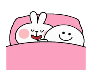 😴 кролик, милый, спящий, кровать, животное, мультфильм telegram sticker