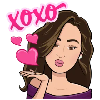 😘 XOXO キス, 愛, 女性, ハート, xoxo, 挨拶 telegram sticker
