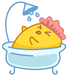 🛁 Bad, Dusche, Cartoon, Gelb, Süß, Entspannung, Schaumbad whatsapp sticker