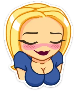 ☺️ Cartoon, Frau, blond, flirty, Erröten, Emoji telegram sticker