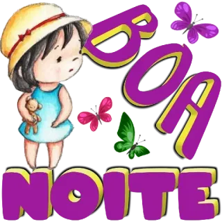 Ⓜ️ BOA
NOITE Mädchen, Teddybär, Schmetterling, Gute Nacht, Gruß whatsapp sticker