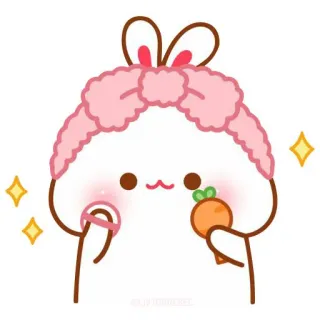🍼 conejo, zanahoria, lindo, kawaii, brillos telegram sticker