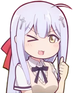 👍 Anime, Carino/a, Ragazza, Occhiolino, Pollice in su, Cartone animato telegram sticker