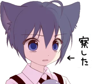 😨 察した Anime, Orecchie da gatto, Chibi, Giapponese, Adesivi telegram sticker
