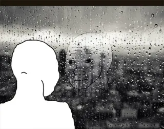 🌧 Wojak เศร้า, หดหู่, ฝน, หน้าต่าง, wojak, มีม telegram sticker