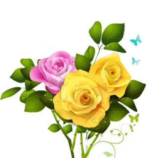 🌓 flowers, roses, floral arrangement, pink rose, yellow rose, bouquet telegram sticker