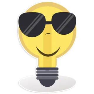 😎 ampoule, emoji, cool, lunettes de soleil, jaune, idée, invention telegram sticker