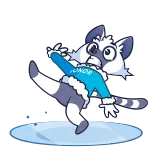 😱 HONOR lémurien, patinage, honneur, dessin animé, animal, mignon, hiver telegram sticker