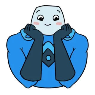 🤗 mignon, dessin animé, personnage, bleu, mascotte whatsapp sticker