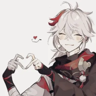 😘 Kaedehara Kazuha Genshin Impact 动漫, 同人, 可爱, 枫原万叶, 原神, 爱心 telegram sticker
