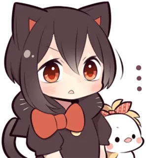 😶 garota gato, anime, kawaii, fofo, desenho animado whatsapp sticker