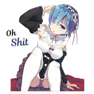 😵 Rem Oh Shit anime, maid, cute, anime girl whatsapp sticker