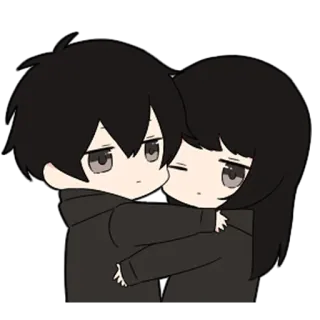 🖤 couple, hug, cute, love, cartoon telegram sticker
