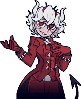 😎 helltaker, anime, ác quỷ, nhân vật, bộ vest đỏ telegram sticker