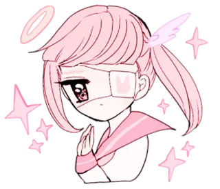 😇 Anime, Chibi, Mangá, Fofo, Anjo, Bandagem, Rosa telegram sticker