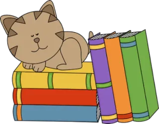 💤 cat, books, reading, cute, library, education telegram sticker