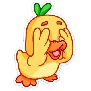 🙈 pato, desenho animado, animal, amarelo, fofo, emoji telegram sticker