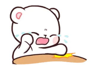 😭 crying, bear, cartoon, sad, injured, ouch telegram sticker