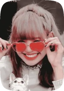 😄 woman, sunglasses, heart, smile, cat, cute, style, fashion telegram sticker