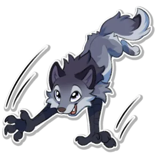 😺 wolf, animal, cartoon, cute, playful telegram sticker