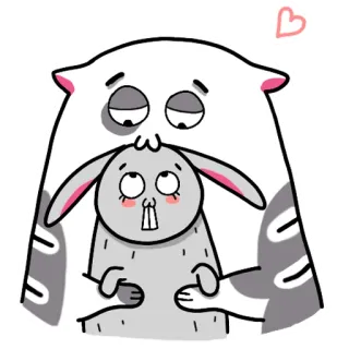 💋 Katze, Kaninchen, süß, Tier, Liebe, Herz, kawaii, Cartoon telegram sticker