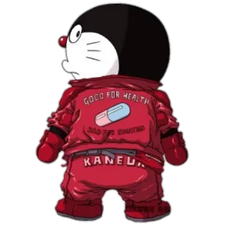 💊 Doraemon Akira GOOD FOR HEALTH BAD FOR EDUCATION doraemon, akira, manga, anime, parodie, sticker whatsapp sticker