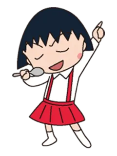 🎤 Maruko Chibi Maruko-chan animé, dessin animé, chanteur, micro, fille telegram sticker