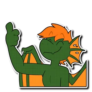 👍 dragão, lagarto, antro, polegar para cima, desenho animado, positivo telegram sticker