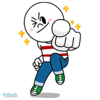 😜 การ์ตูน, ตัวละคร, ต่อย, โกรธ, เสื้อลาย, ชี้, ภาพประกอบ telegram sticker