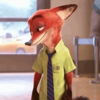 🦊 Nick Wilde Zootopia Fuchs, Cartoon, Tier, Figur, Animation, Disney, Zoomania, Schlau telegram sticker