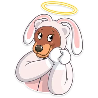 😇 perro, animal, conejo, disfraz, ángel, halo, lindo whatsapp sticker