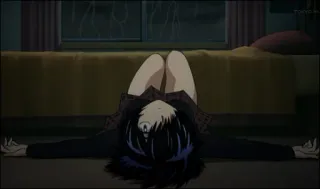 😯 Anime, Couché, Intérieur, Nuit, Fille, Sombre telegram sticker