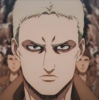 ⚔️ Reiner Braun Attack on Titan อนิเมะ, ไรเนอร์ บราวน์, ผ่าพิภพไททัน, ตัวละคร, จริงจัง, ทหาร whatsapp sticker