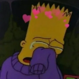 💕 Bart Simpson The Simpsons Bart Simpson, crying, cartoon, the simpsons, sad, hearts, animated telegram sticker