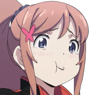 😂 anime, cartoon, character, girl, pink hair, facial expression telegram sticker