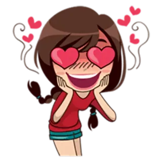 👦 miłość, serca, kreskówka, dziewczyna, oczy, emocje whatsapp sticker