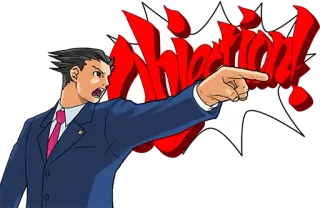 👉 Phoenix Wright Ace Attorney OBJECTION! Phoenix Wright, Ace Attorney, Objeção!, Advogado, Video game, Anime whatsapp sticker