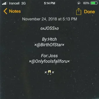 🔎 JOSS
By:Htch
x@BirthOfStarx
For:Joss
x@Onlyfoolsfallforux telegram sticker