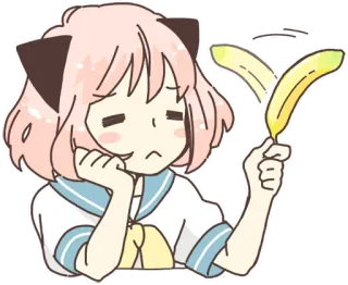 🍌 Desenho animado, Banana, Anime, Fofo, Menina, Adesivo telegram sticker