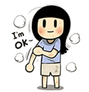 😌 I'm ok menina, desenho animado, ok, personagem telegram sticker