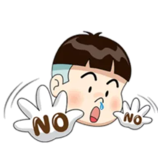 ❌ NO NO 漫画, いいえ, 拒否, 否定, 男の子, 拒絶 telegram sticker