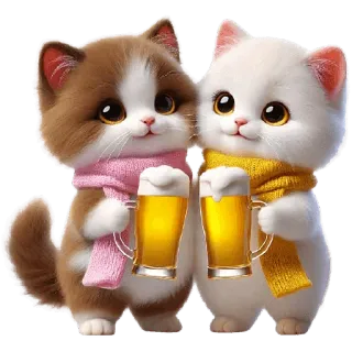 🍺 gatos, cerveja, gatinho, desenho animado, fofo, animais, bebida telegram sticker