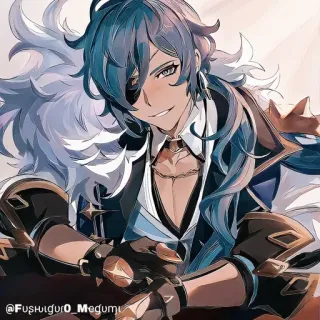 🔲 Kaeya Genshin Impact @Fushiguro_Megumi アニメ, ゲーム, ガイア, 原神, ファンアート telegram sticker